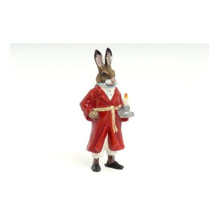 Hase im Schlafmantel mit Kerze