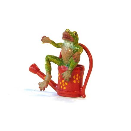 Frosch sitz. auf Gießkanne