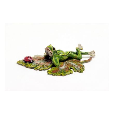 Frosch auf Blatt/Marienkäfer